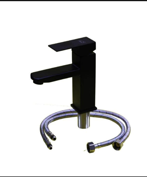 Black Square-Framed Basin Mixer